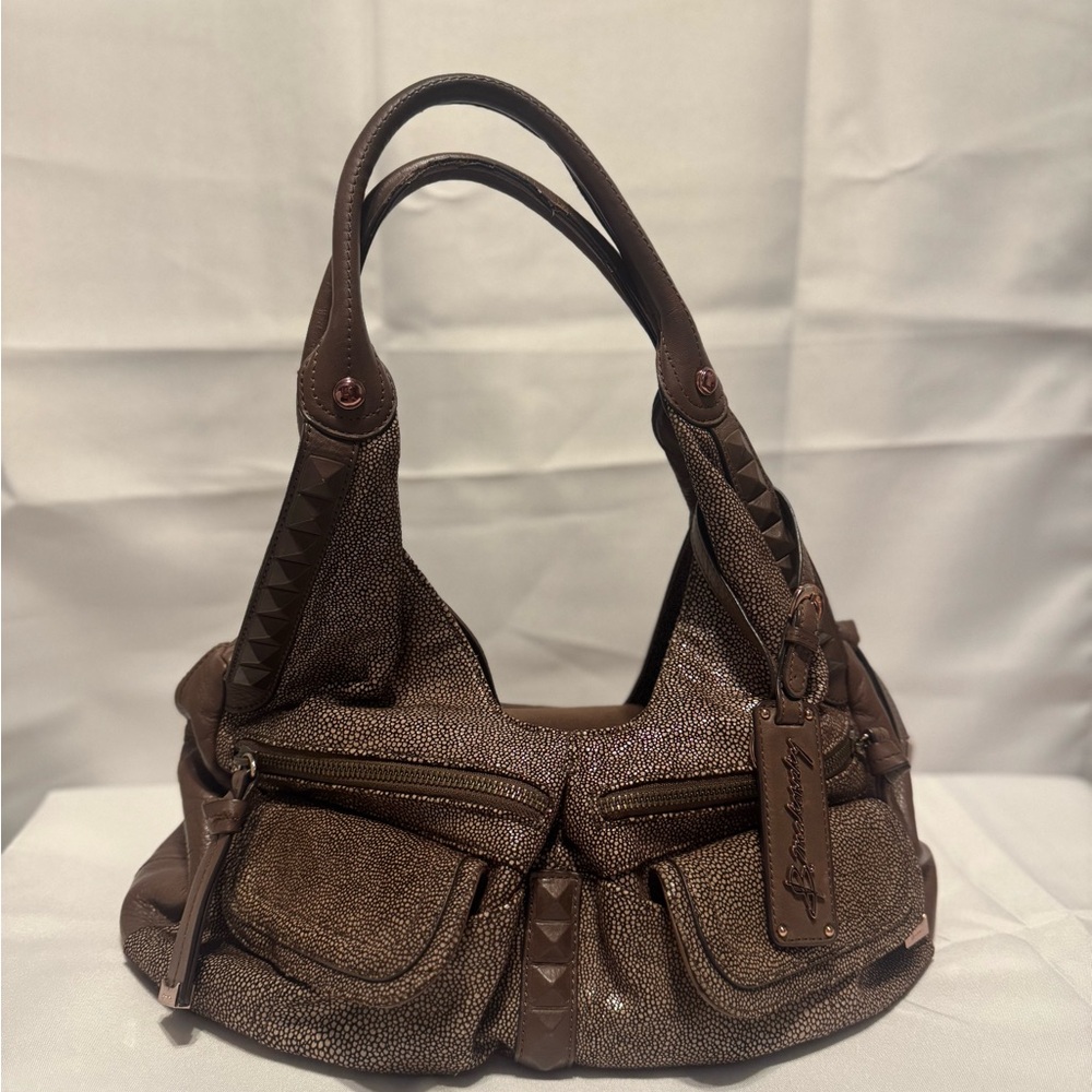 b. makowsky Textured Brown Hobo Bag